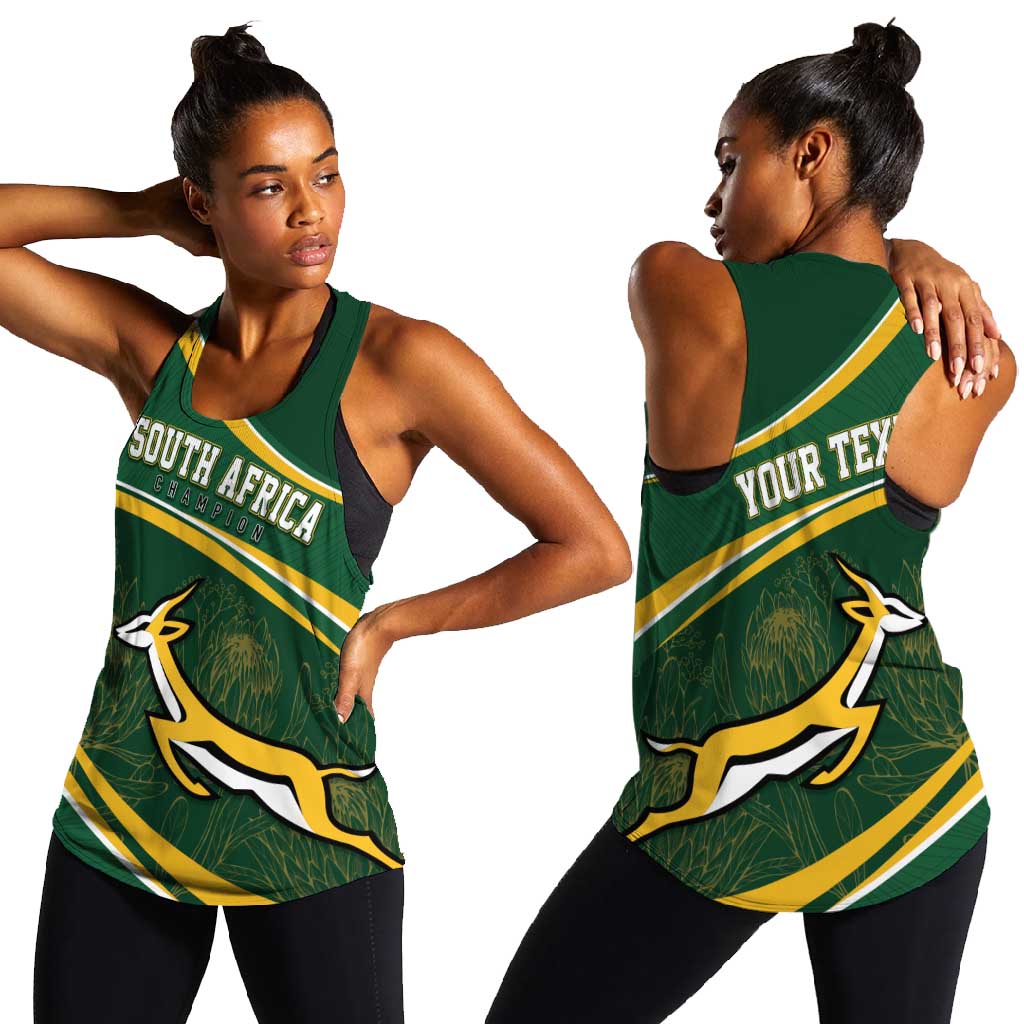 South Africa Rugby Personalized Bokke Women Racerback Tank Springboks - Stronger Together - African Pride