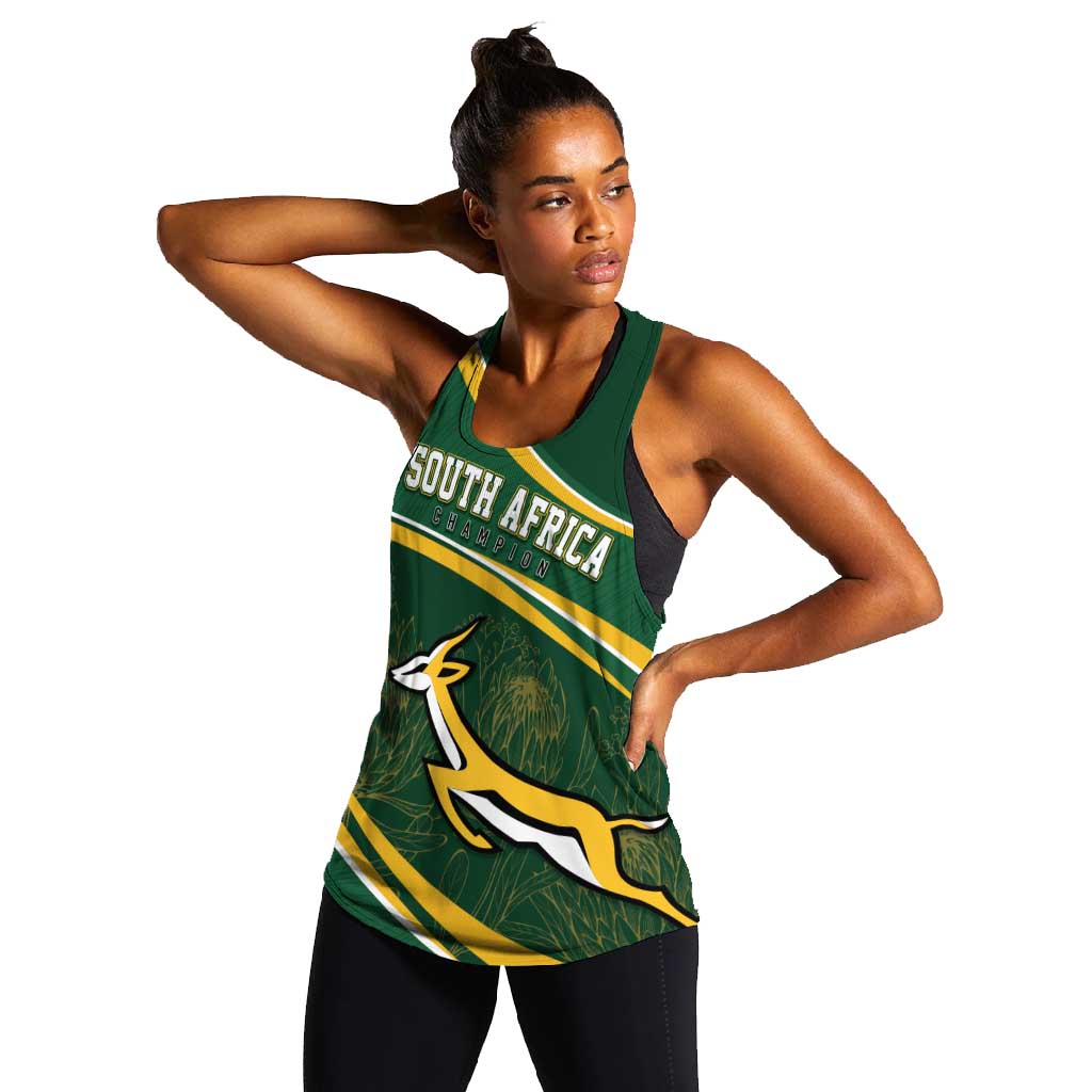 South Africa Rugby Personalized Bokke Women Racerback Tank Springboks - Stronger Together - African Pride