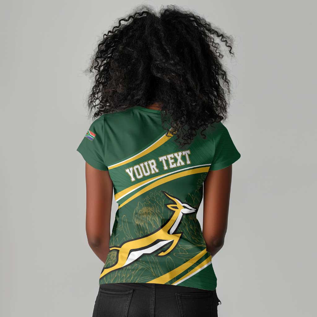 South Africa Rugby Personalized Bokke Women V-Neck T-Shirt Springboks - Stronger Together - African Pride