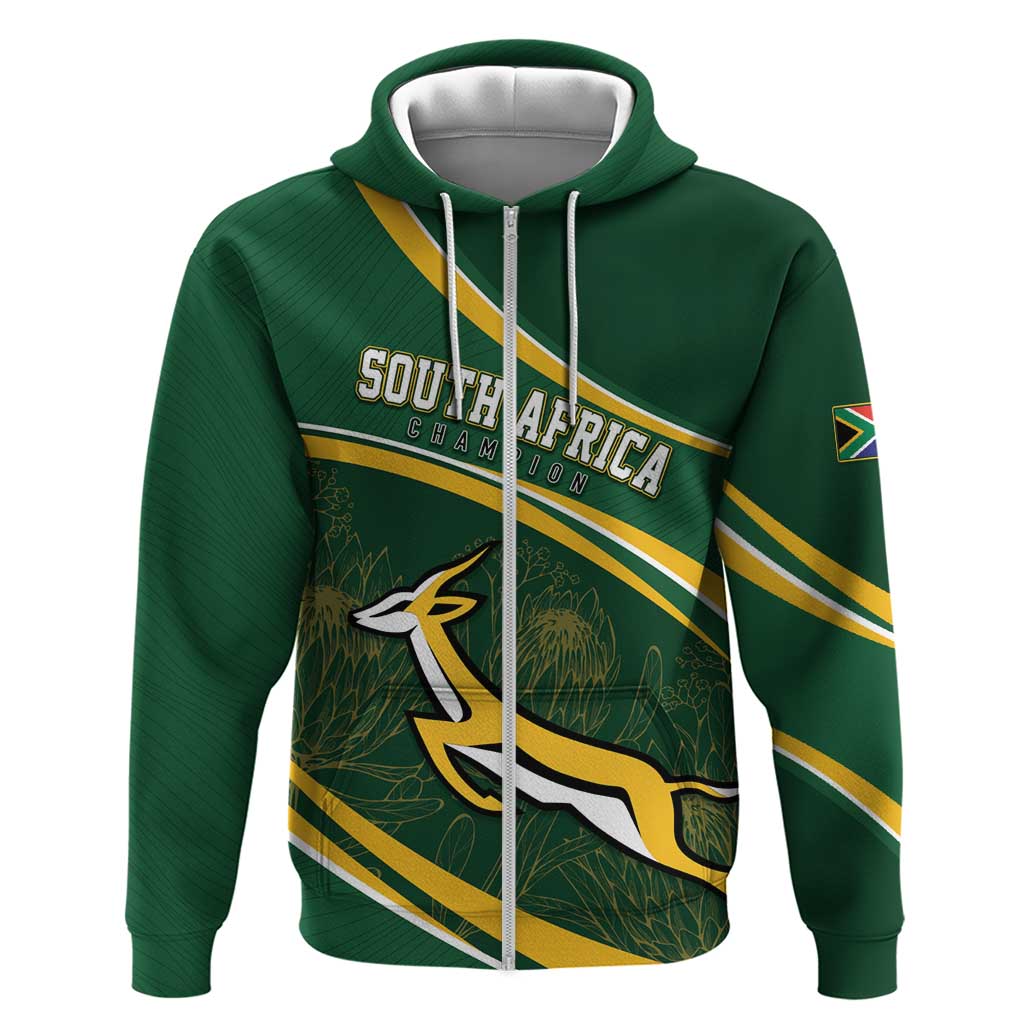 South Africa Rugby Personalized Bokke Zip Hoodie Springboks - Stronger Together - African Pride