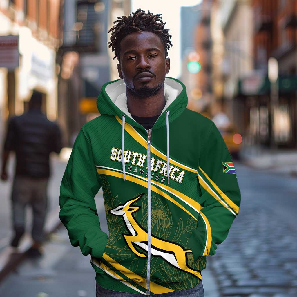 South Africa Rugby Personalized Bokke Zip Hoodie Springboks - Stronger Together - African Pride