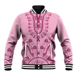 Afro Breast Cancer Awareness Dashiki Baseball Jacket Glamorous Pink - African Pride