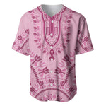 Afro Breast Cancer Awareness Dashiki Baseball Jersey Glamorous Pink - African Pride