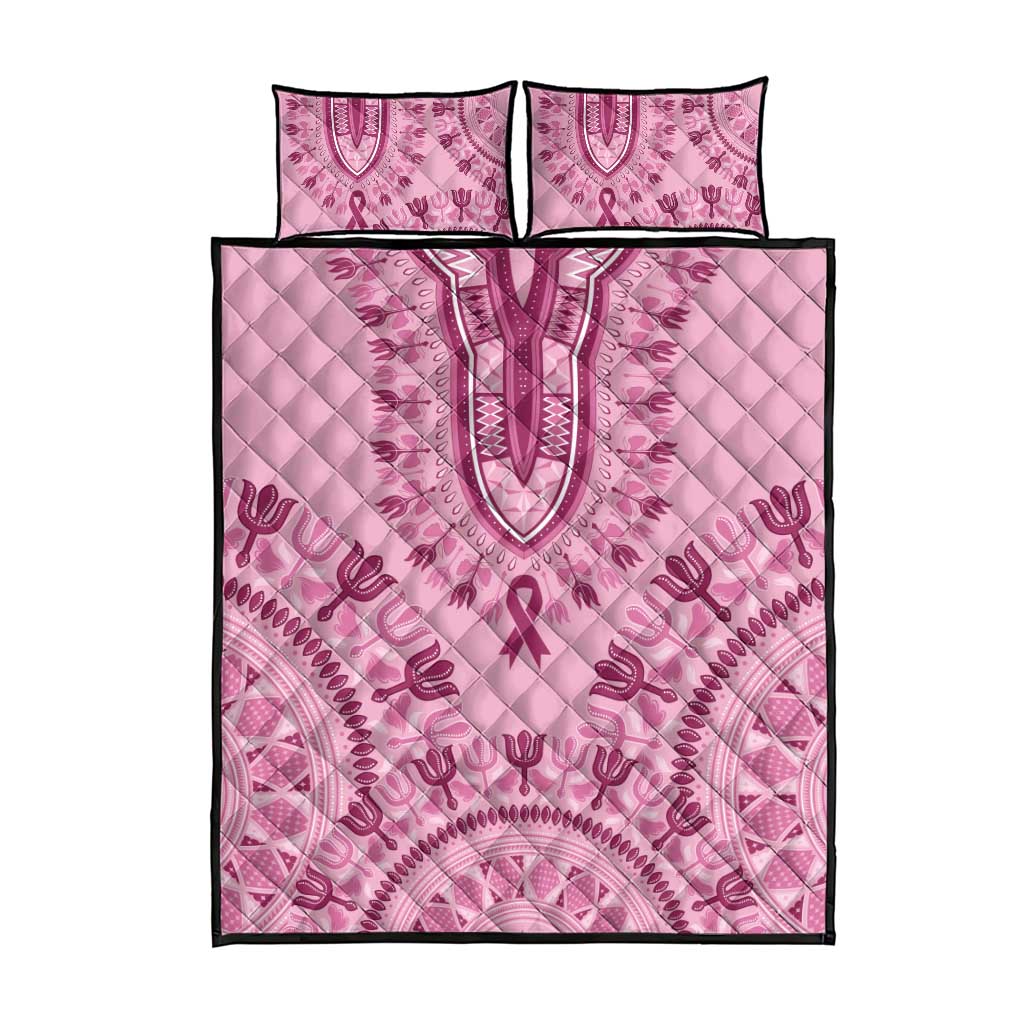Afro Breast Cancer Awareness Dashiki Quilt Bed Set Glamorous Pink - African Pride