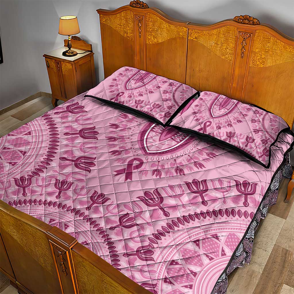 Afro Breast Cancer Awareness Dashiki Quilt Bed Set Glamorous Pink - African Pride