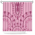 Afro Breast Cancer Awareness Dashiki Shower Curtain Glamorous Pink - African Pride