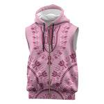 Afro Breast Cancer Awareness Dashiki Sleeveless Zip Hoodie Glamorous Pink - African Pride