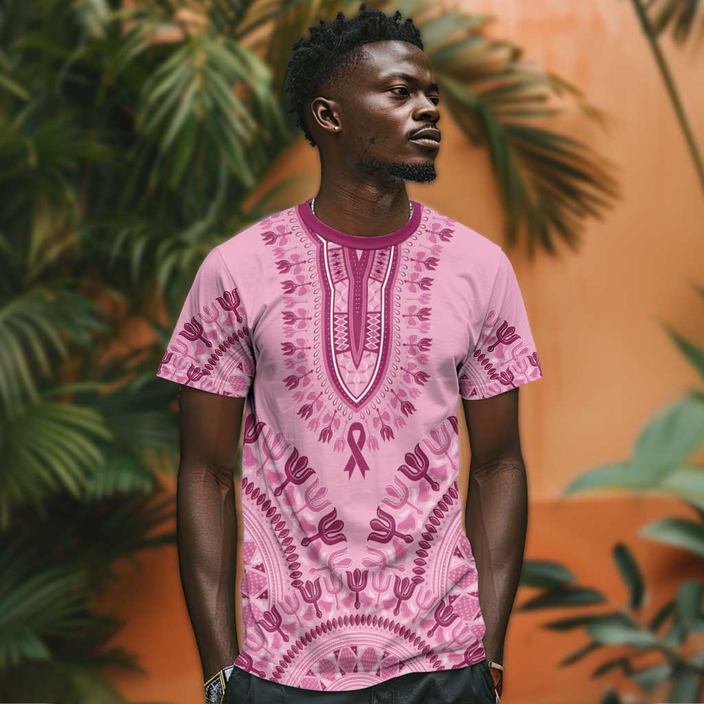 Afro Breast Cancer Awareness Dashiki T shirt Glamorous Pink - African Pride