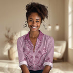 Afro Breast Cancer Awareness Dashiki Women Casual Shirt Glamorous Pink - African Pride