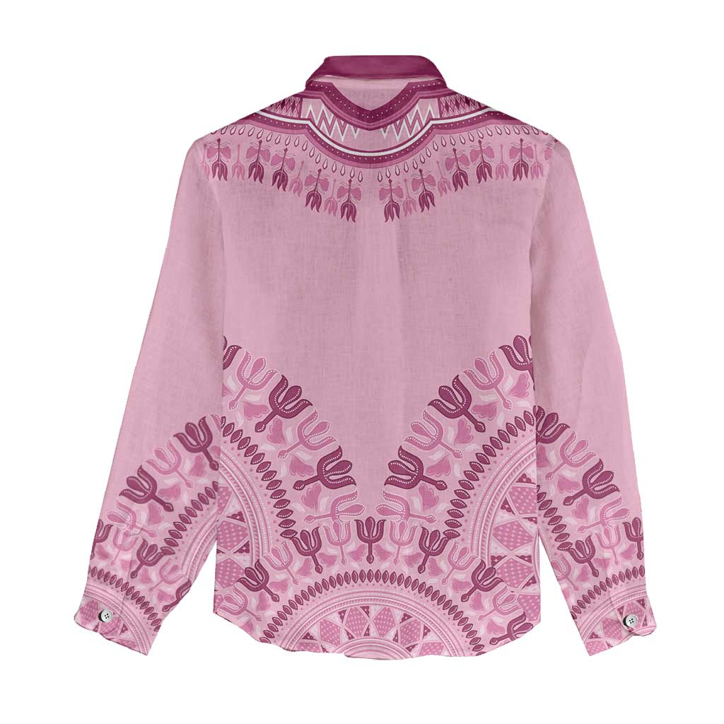 Afro Breast Cancer Awareness Dashiki Women Casual Shirt Glamorous Pink - African Pride