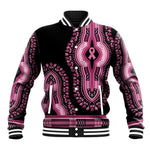 Breast Cancer Awareness Pink Ribbon Afro Baseball Jacket Dashiki Style - African Pride