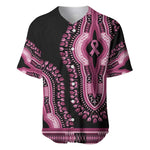 Breast Cancer Awareness Pink Ribbon Afro Baseball Jersey Dashiki Style - African Pride