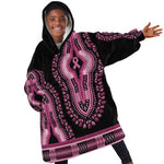 Breast Cancer Awareness Pink Ribbon Afro Kid Wearable Blanket Hoodie Dashiki Style - African Pride
