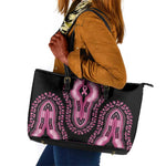 Breast Cancer Awareness Pink Ribbon Afro Leather Tote Bag Dashiki Style - African Pride