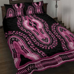 Breast Cancer Awareness Pink Ribbon Afro Quilt Bed Set Dashiki Style - African Pride