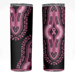Breast Cancer Awareness Pink Ribbon Afro Skinny Tumbler Dashiki Style - African Pride