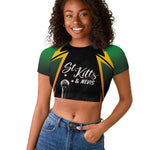 St Kitts and Nevis Cricket Custom Afro Raglan Cropped T shirt Go Patriots Go Champions - African Pride