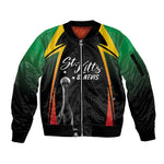 St Kitts and Nevis Cricket Custom Afro Sleeve Zip Bomber Jacket Go Patriots Go Champions - African Pride