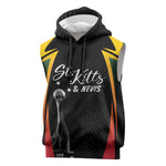 St Kitts and Nevis Cricket Custom Afro Sleeveless Hoodie Go Patriots Go Champions - African Pride
