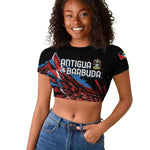 Afro-Antigua and Barbuda Cricket Custom Raglan Cropped T shirt Falcons Wings - Take Off - African Pride