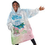Chucks N Pearls 2024 KId Wearable Blanket Hoodie Pink Green Rocking The World