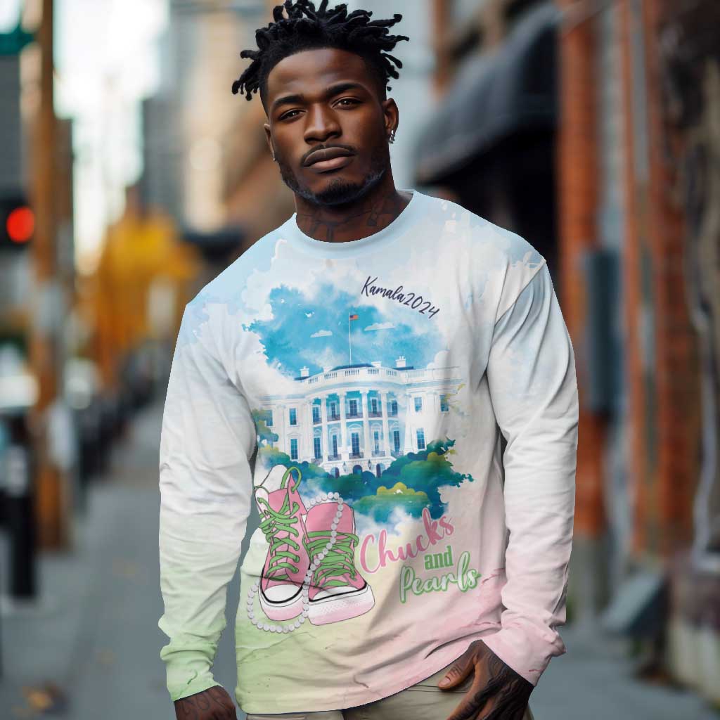 Chucks N Pearls 2024 Long Sleeve Shirt Pink Green Rocking The World LT7