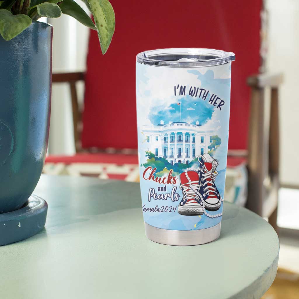 Chucks N Pearls 2024 Tumbler Cup I'm With Her