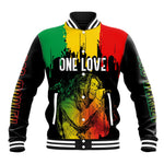 Jamaica Reggae King Baseball Jacket Sketch Style One Love LT7