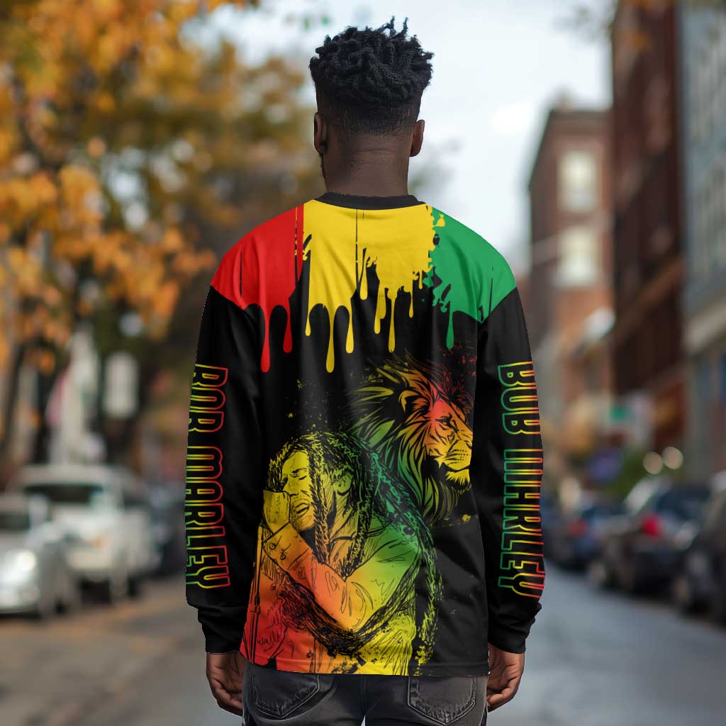 Jamaica Reggae King Long Sleeve Shirt Sketch Style One Love LT7