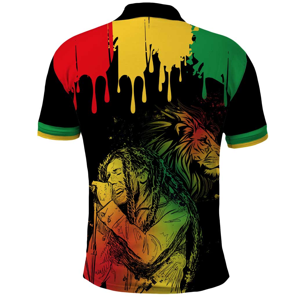 Jamaica Reggae King Polo Shirt Sketch Style One Love