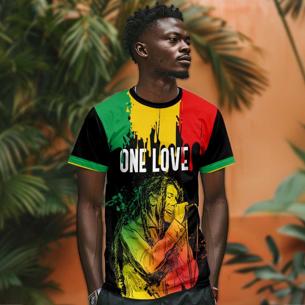 Jamaica Reggae King T shirt Sketch Style One Love