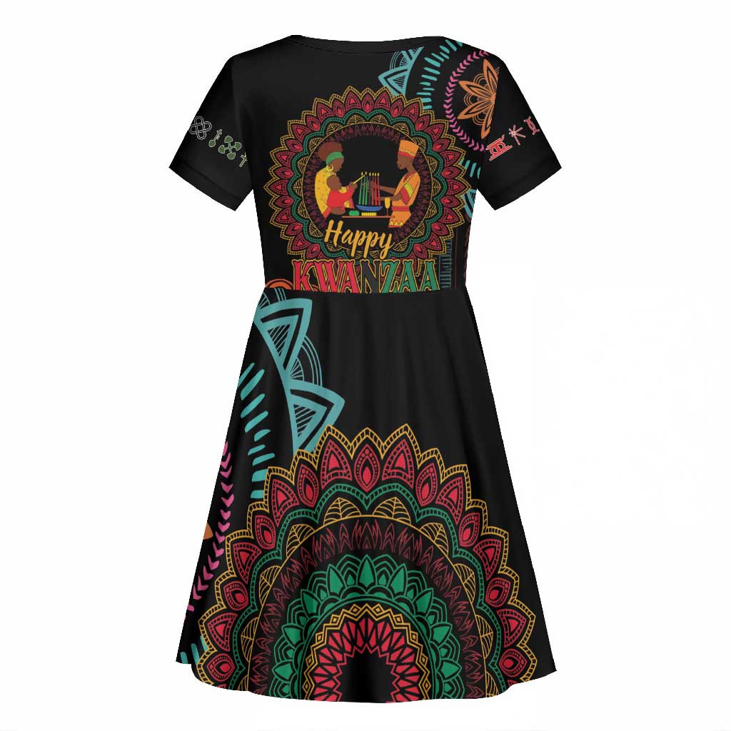 Africa Happy Kwanzaa Kid Short Sleeve Dress Nguzo Saba