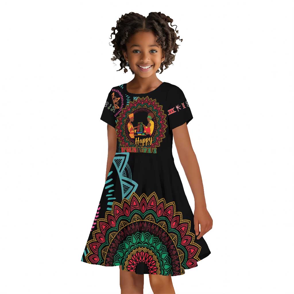 Africa Happy Kwanzaa Kid Short Sleeve Dress Nguzo Saba