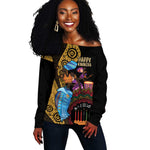Africa Happy Kwanzaa Off Shoulder Sweater Tribal Dance
