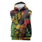 Personalised Afro Reggae Sleeveless Zip Hoodie Soul of Music Sketch Style - African Pride
