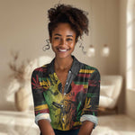Personalised Afro Reggae Women Casual Shirt Soul of Music Sketch Style LT7