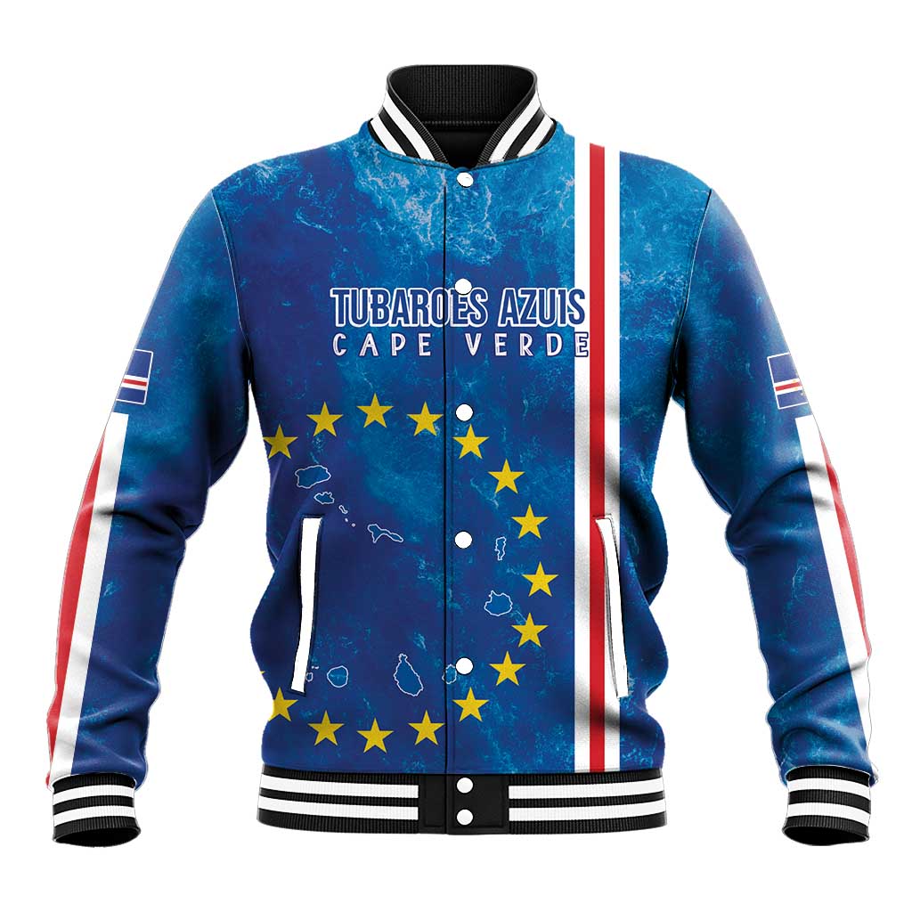 Cape Verde Tubaroes Azuis Custom Baseball Jacket Break The Waves - African Pride