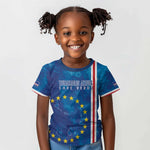 Cape Verde Tubaroes Azuis Custom Kid T shirt Break The Waves - African Pride