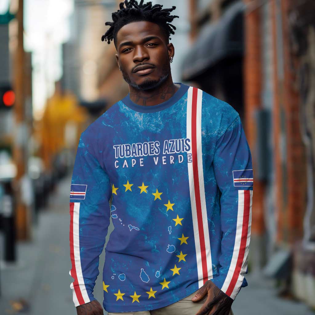 Cape Verde Tubaroes Azuis Custom Long Sleeve Shirt Break The Waves - African Pride