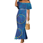 Cape Verde Tubaroes Azuis Custom Mermaid Dress Break The Waves - African Pride