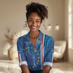 Cape Verde Tubaroes Azuis Custom Women Casual Shirt Break The Waves - African Pride