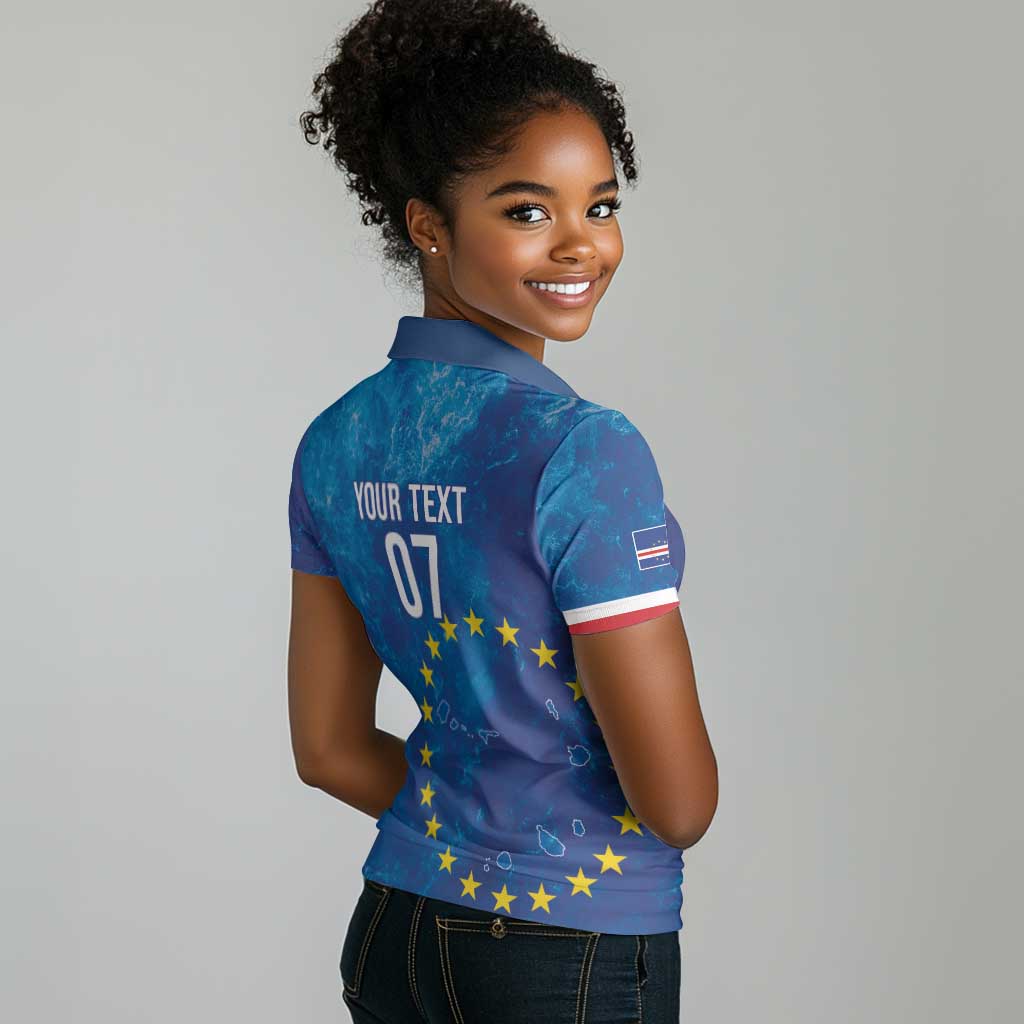 Cape Verde Tubaroes Azuis Custom Women Polo Shirt Break The Waves - African Pride