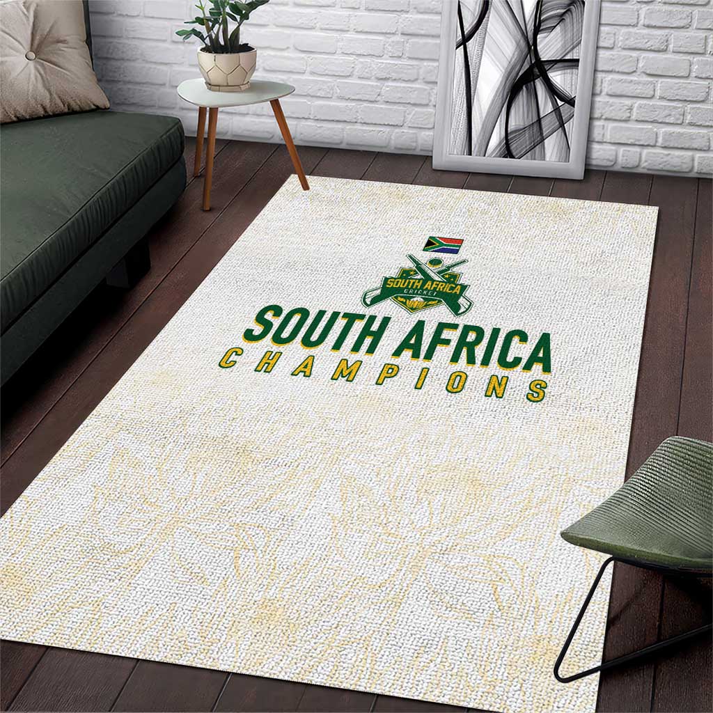 South Africa Cricket Champion Area Rug Gold Proteas - All White - African Pride