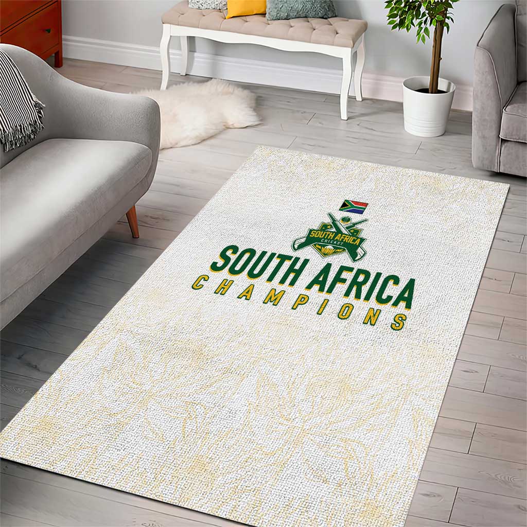 South Africa Cricket Champion Area Rug Gold Proteas - All White - African Pride