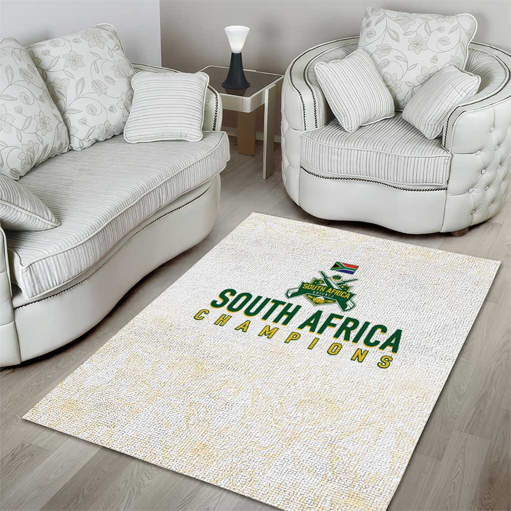 South Africa Cricket Champion Area Rug Gold Proteas - All White - African Pride