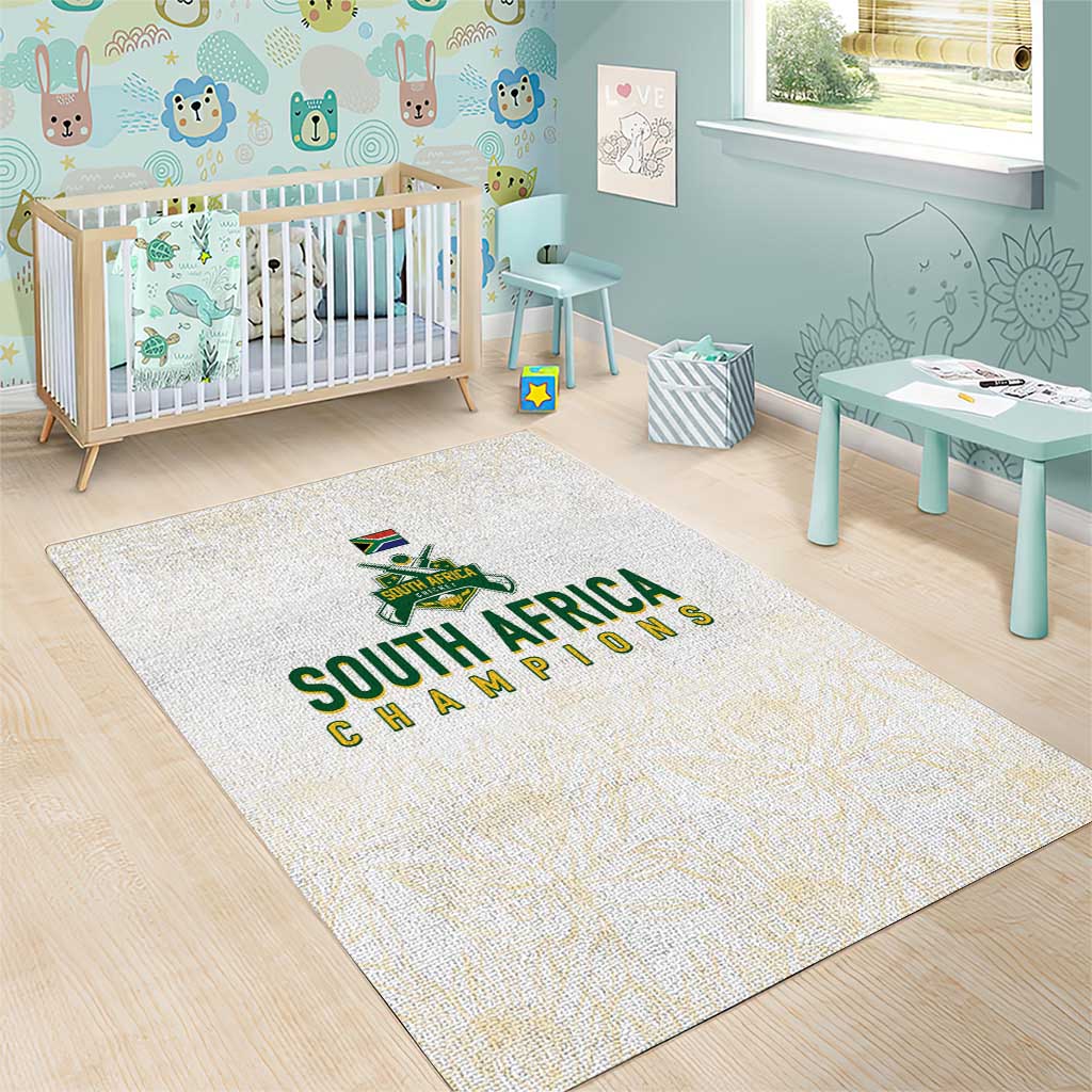South Africa Cricket Champion Area Rug Gold Proteas - All White - African Pride