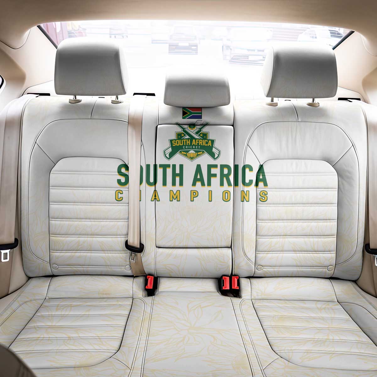 South Africa Cricket Champion Back Car Seat Cover Gold Proteas - All White - African Pride