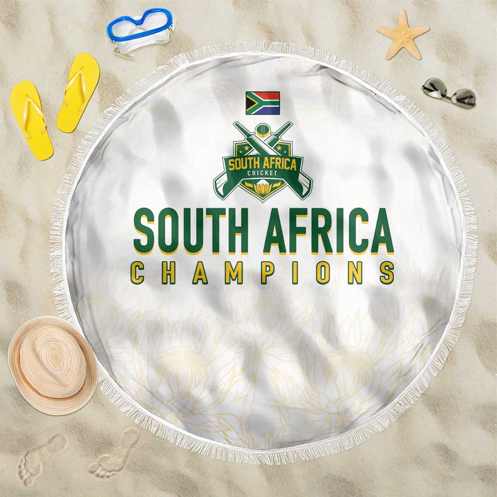 South Africa Cricket Champion Beach Blanket Gold Proteas - All White - African Pride
