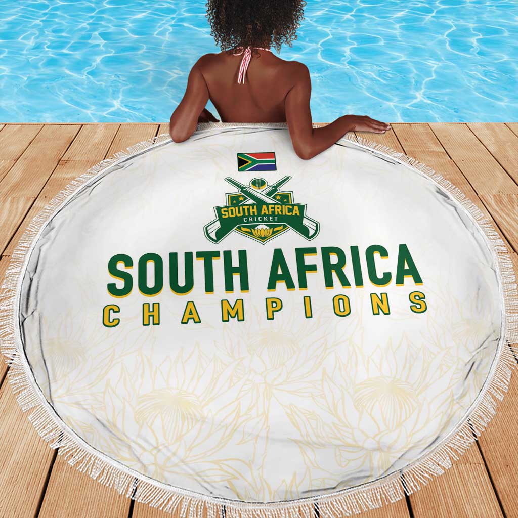 South Africa Cricket Champion Beach Blanket Gold Proteas - All White - African Pride