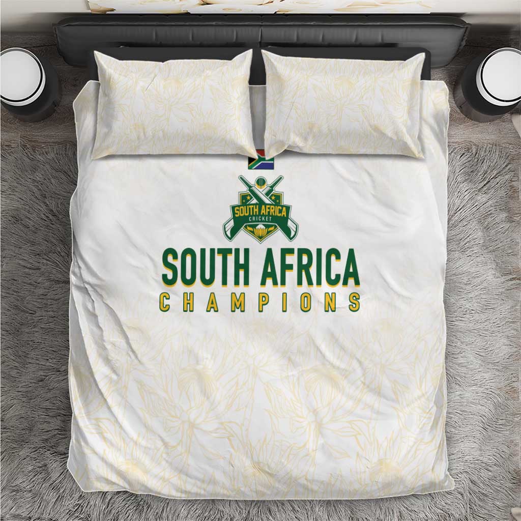 South Africa Cricket Champion Bedding Set Gold Proteas - All White - African Pride